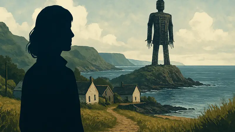 Кадр из сериала Widow's Bay с актрисой Кэти О'Флинн, вдохновленный фильмом "Плетеный человек"