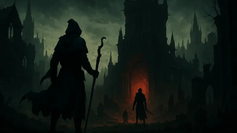 Логотип Darkhaven, экшен RPG от бывших разработчиков Diablo в стиле тёмного фэнтези