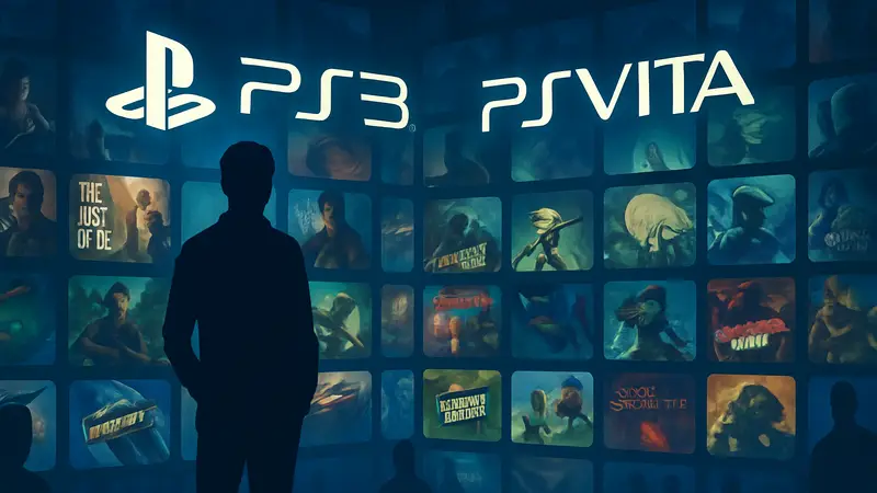 Логотипы PlayStation 3 и PlayStation Vita на фоне цифровых игр из PlayStation Store.