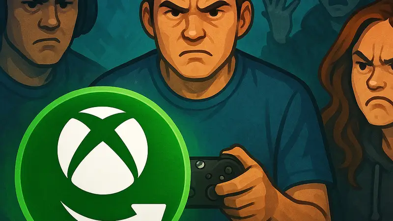 Логотип Xbox Game Pass на фоне недовольных геймеров из-за цен