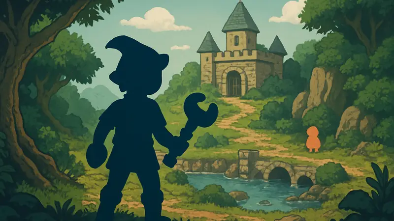 Обложка игры Ratcheteer DX, стилизованная под ретро-приключения в духе Legend of Zelda.