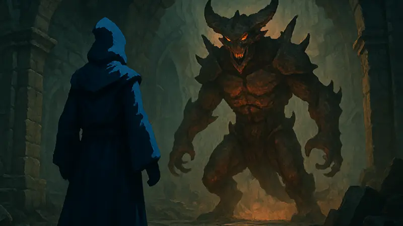 Робе Тёмных Искусств в Gothic 1 Remake на фоне Лорда Демонов