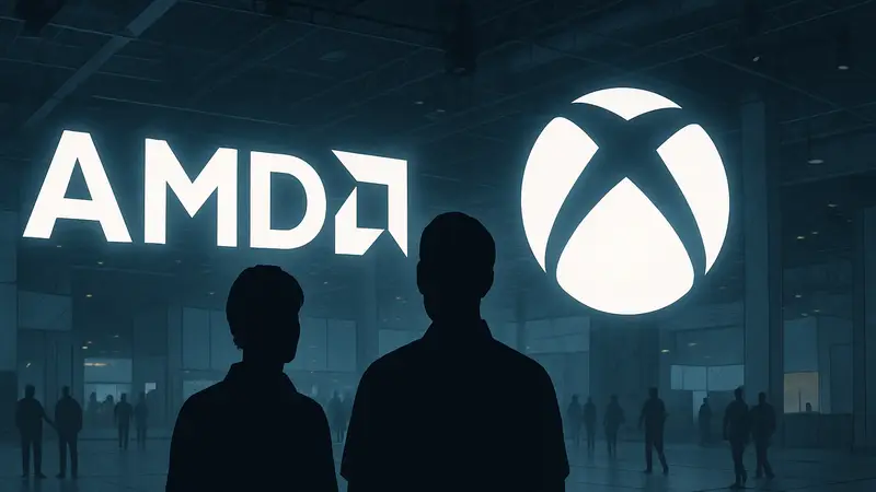 Логотипы AMD и Xbox, символизирующие сотрудничество по созданию следующего поколения консоли
