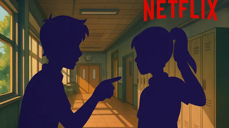 Кадр из анимационного сериала Netflix «Swapped» с логотипом Netflix.