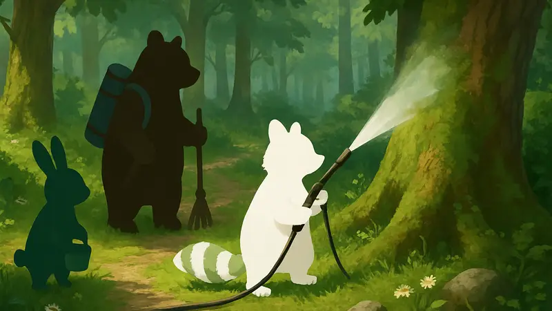 Милые зверушки в игре The Muri Wildwoods, очищающие лес на Steam Next Fest