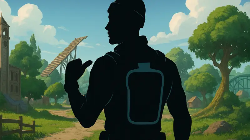 Персонаж из Fortnite со спрятанными Спрайтами на спине, демонстрирующий способ.