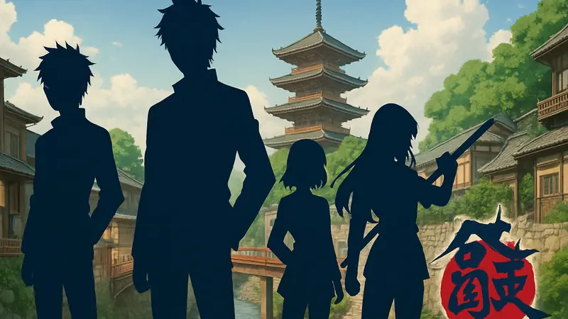 Ключевой визуал аниме Nippon Sangoku с персонажами и логотипом, анонсирующий новый каст и дату выхода.