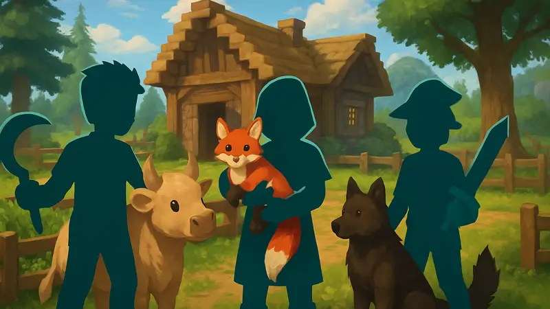 Персонажи Hytale с прирученными животными на ферме, демонстрирующие новые возможности игры.