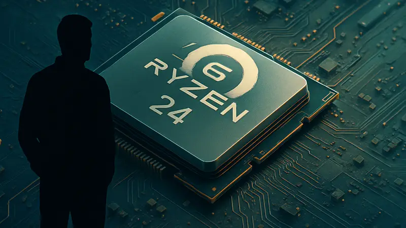 Чип процессора AMD Ryzen с логотипом Zen 6 и числом 24, символизирующим ядра.