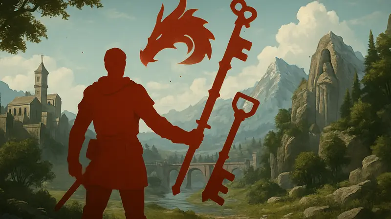 Логотип игры Crimson Desert с элементами фэнтези, символизирующий гайд