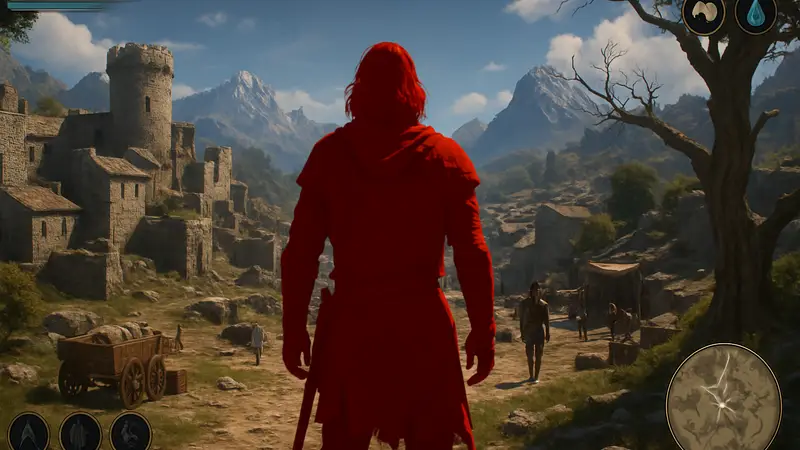 Скриншот игры Crimson Desert с персонажем и элементами интерфейса