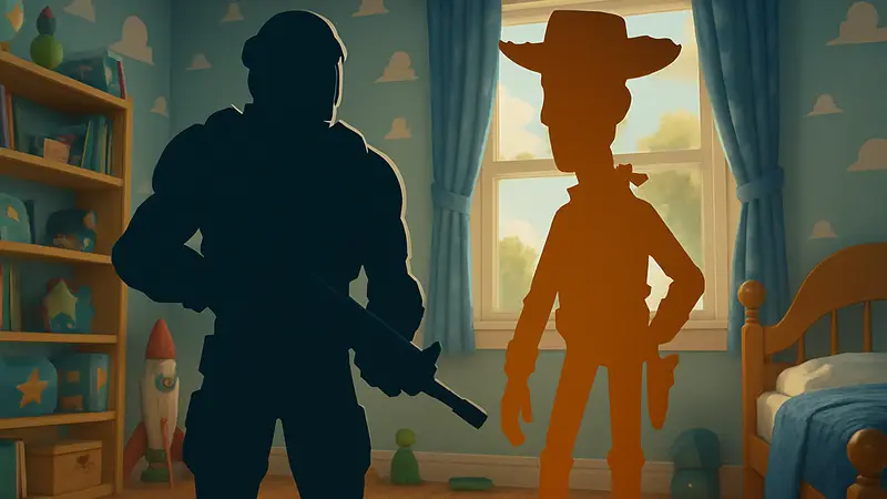 Персонажи Fortnite в стилистике "Истории игрушек" Pixar, возможно, Вуди и Базз Лайтер.