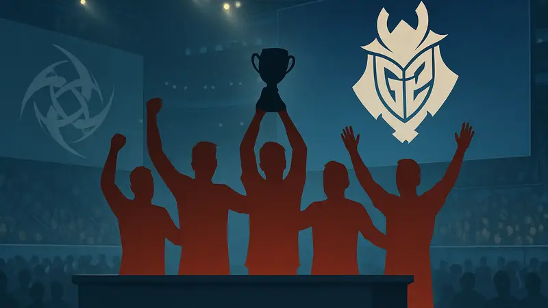 Киберспортивная команда G2 Esports празднует победу над NIP на турнире EPL.