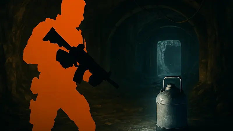 Скриншот из Resident Evil 7 Not a Hero DLC с Крисом Редфилдом, держащим оружие, и контейнером с жидким азотом.