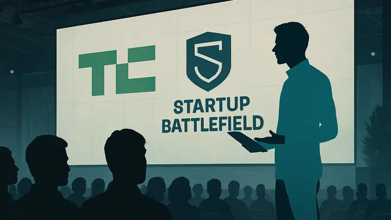 Молодые стартаперы презентуют свой проект на TechCrunch Startup Battlefield.