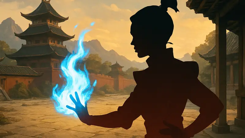 Принцесса Азула из Avatar Legends: The Fighting Game, демонстрирующая способности огненной магии.