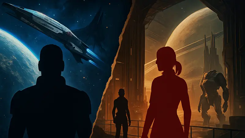 Коллаж из кадров Mass Effect и The Expanse: Osiris Reborn, символизирующий научно-фантастическую связь.