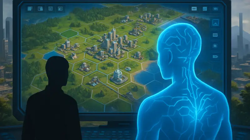 Скриншот игры Heart of the Machine 1.0, демонстрирующий интерфейс стратегии и разумный ИИ.