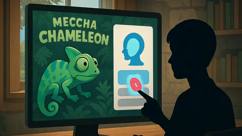 Изображение Meccha Chameleon, демонстрирующее механику Eeyans и геймплей игры.