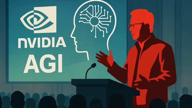 Дженсен Хуанг из Nvidia обсуждает достижения в области общего искусственного интеллекта (AGI) на публичном выступлении.