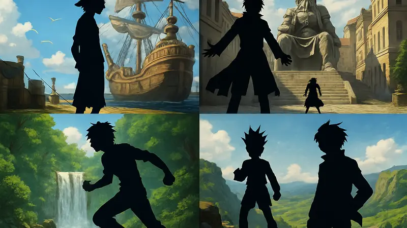 Коллаж из кадров популярных приключенческих аниме 2000-х годов