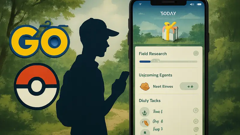 Логотип Pokemon GO и скриншот интерфейса Today View с новыми функциями