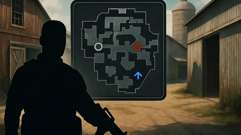 Интерактивная карта Fringe из мультиплеера Call of Duty: Black Ops 7 с ключевыми точками.
