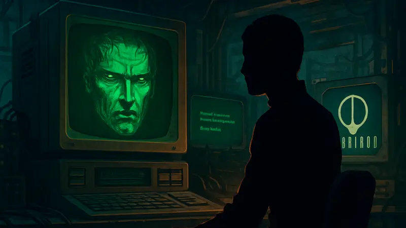 ИИ Дюрандаль из Marathon, логотип игры, цитата на экране компьютера