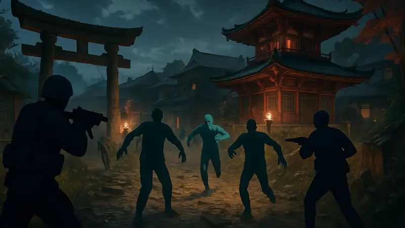 Игровой скриншот из Black Ops 7 Zombies, показывающий волну атаки на Kowakujo