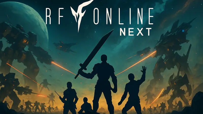 Логотип RF Online Next, эпические сражения MMORPG, космический сеттинг.