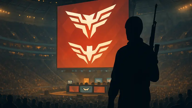 Логотип HEROIC на фоне киберспортивной арены в Кракове.