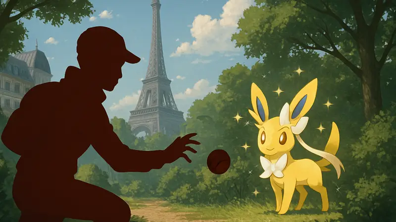Покемон-тренер ловит шайни покемона в игре Pokemon Legends: Z-A