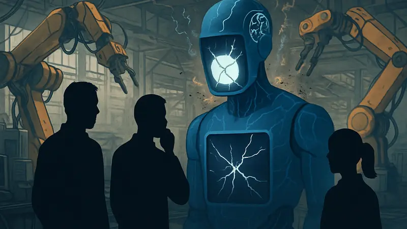 Изображение ИИ-модели, демонстрирующей сбой или неудачу в производственном процессе.