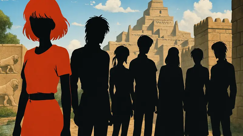 Аниме по манге Red River: постер с персонажами и новым актёрским составом.