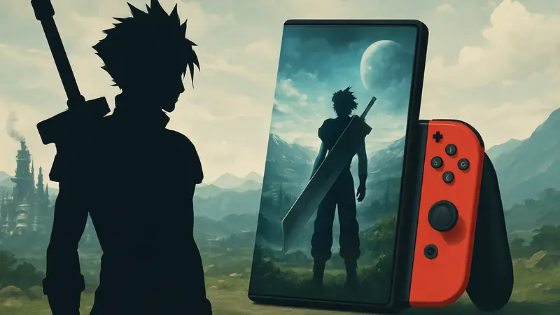 Обложка Final Fantasy VII Rebirth с главным героем Клаудом Страйфом, консоль Nintendo Switch 2.