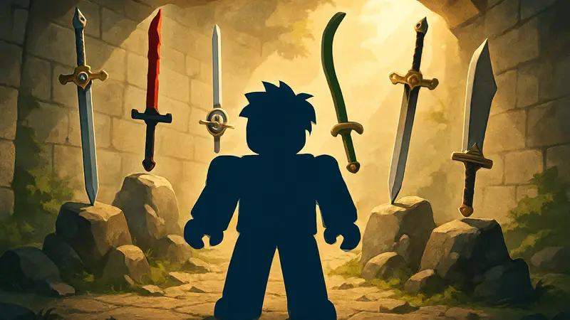 Обложка гайда с изображением мечей из игры Roblox Sailor Piece