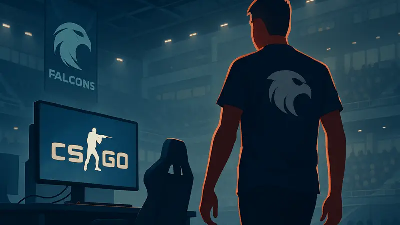 Киберспортсмен kyxsan в форме команды Falcons, покидающий состав.