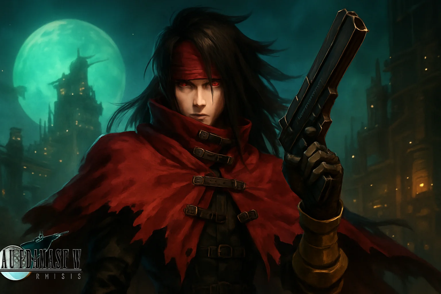 Изображение из Final Fantasy VII Ever Crisis с персонажем Винсентом Валентайном, намекающее на событие Dirge of Cerberus.