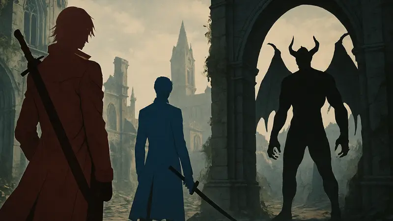 Данте, Вергилий и Агресакс в аниме Devil May Cry от Netflix