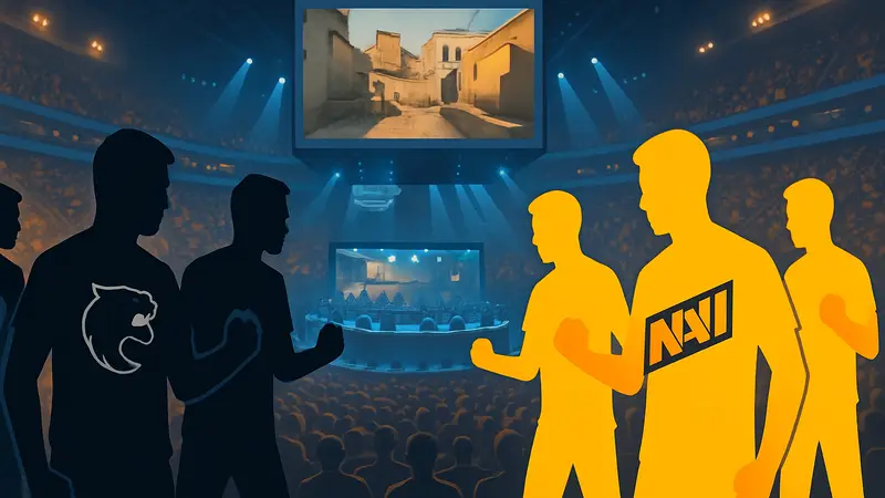 Киберспортивные команды FURIA и NAVI на фоне игровой арены в Кракове