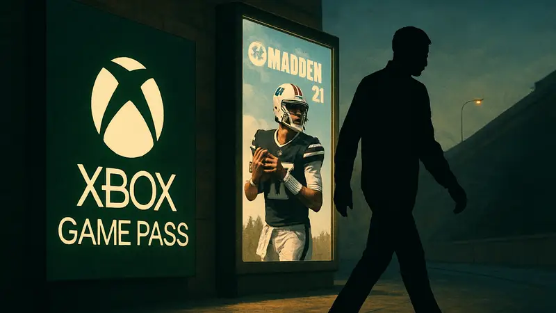 Логотип Xbox Game Pass и обложка игры Madden NFL 24, символизирующие уход игры