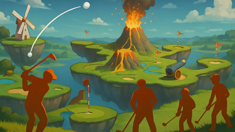 Игровой процесс Super Battle Golf: хаотичный многопользовательский гольф в Steam, скриншот.