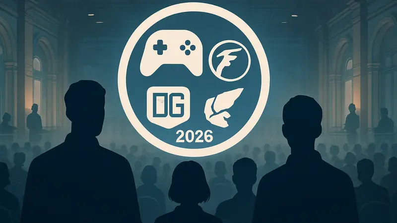 Логотип конференции Develop:Brighton 2026 с символикой игровой разработки и известных студий.