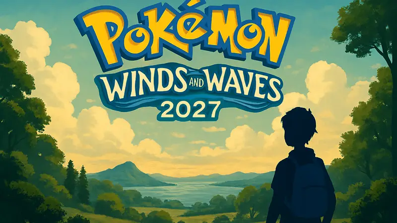 Логотип Pokemon Winds and Waves с указанием даты релиза 2027 года