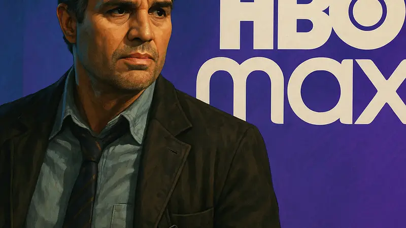 Марк Руффало в роли из криминальной драмы «Задача» на фоне логотипа HBO Max.