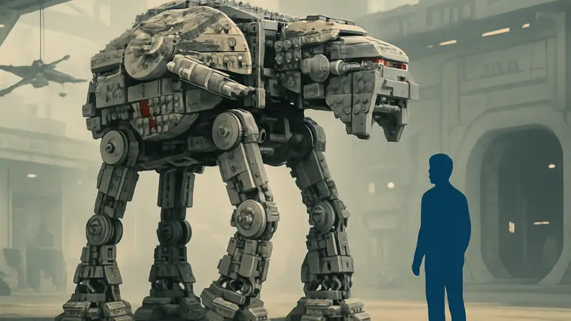 Модель LEGO шагохода AT-M6, собранная из деталей набора «Сокол Тысячелетия» из Star Wars