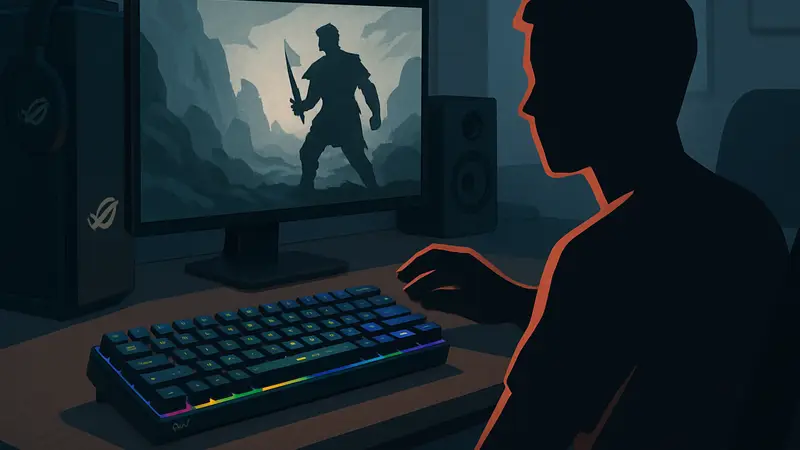 Игровая клавиатура ASUS ROG Falchion Ace 75 HE на столе геймера