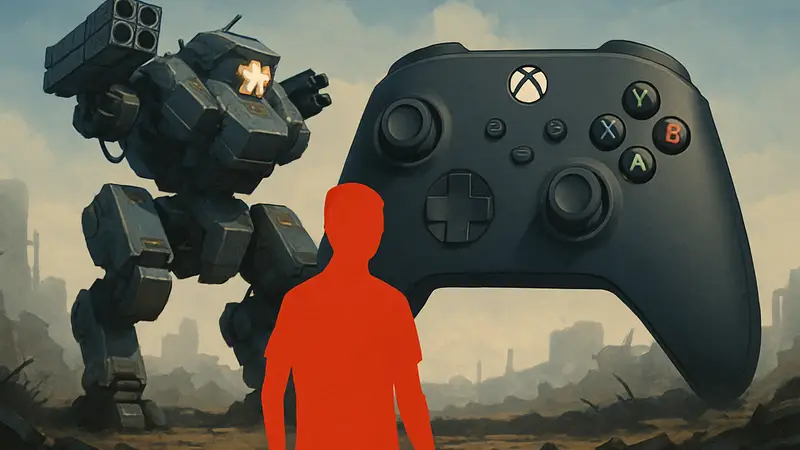 Логотип War Robots на фоне Xbox геймпада