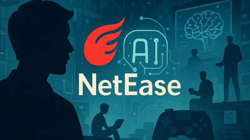 Логотип NetEase с элементами искусственного интеллекта и игрового дизайна