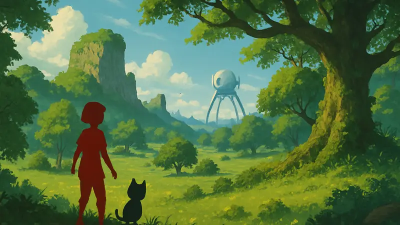 Кадр из Planet of Lana 2 с главными героями в Ghibli-стилистике